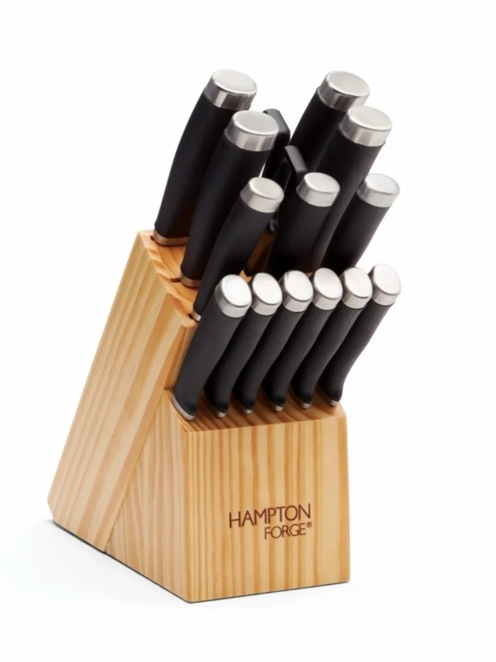 Hampton Forge 15 Piece Knife Block Set Stainless Steel Kitchen Cutlery